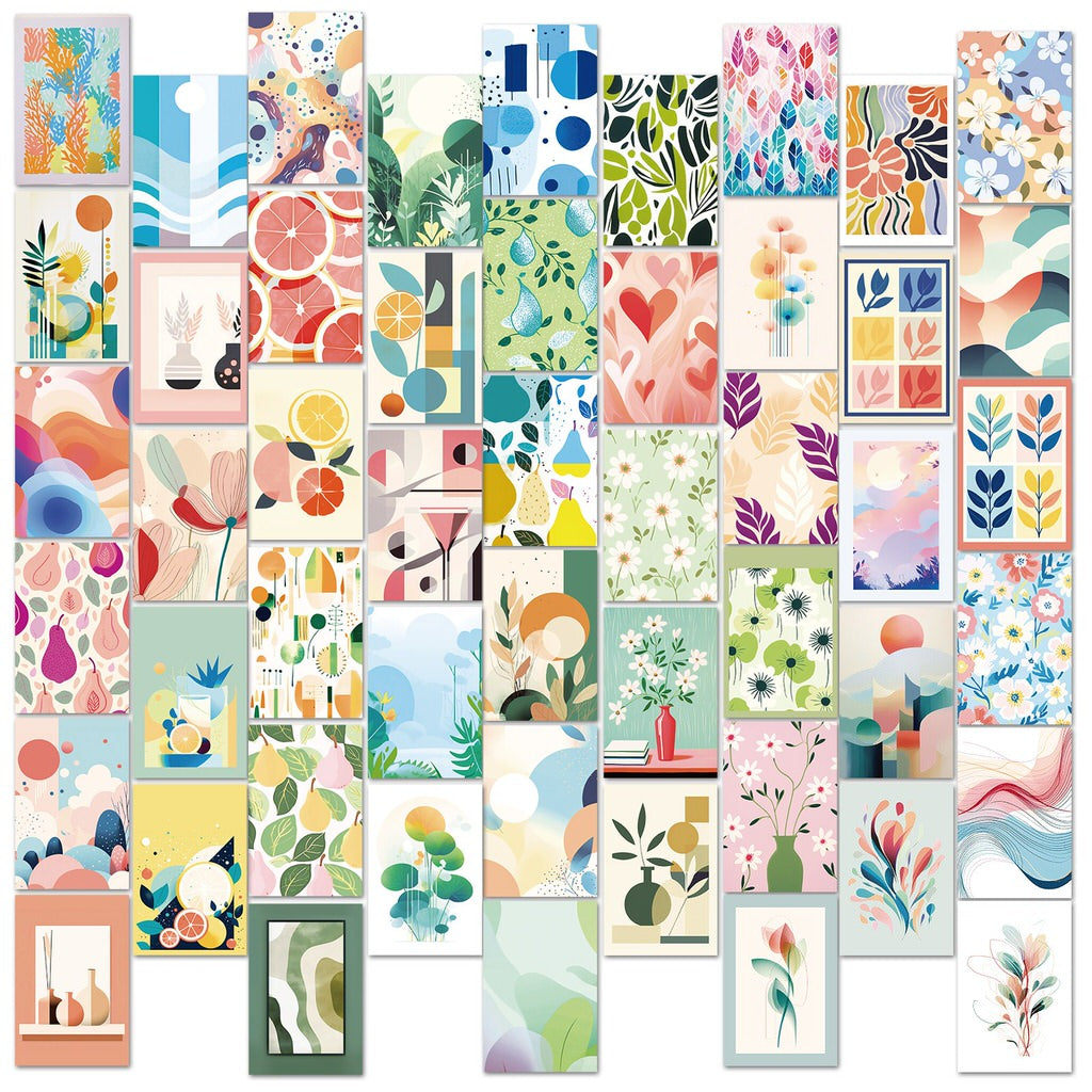 Pastel Minimalist Print Wall Collage Cards Kit — Considered Home Styling — Front view