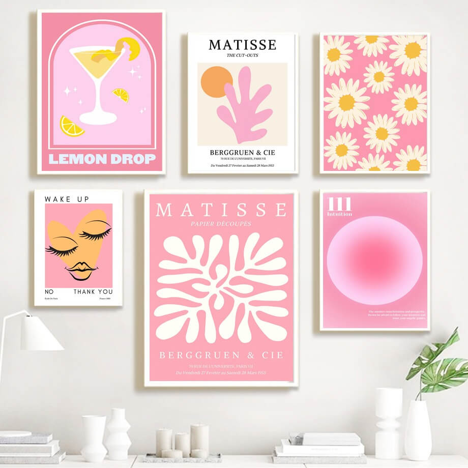 Pastel Pink Gallery Wall Art Canvas Posters — Considered Home Styling — Front view