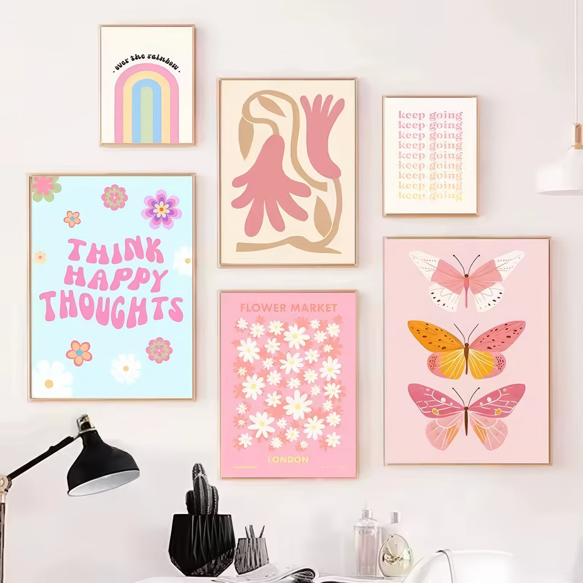 Pastel Positivity Wall Collage Canvas Posters — Considered Home Styling — Detail