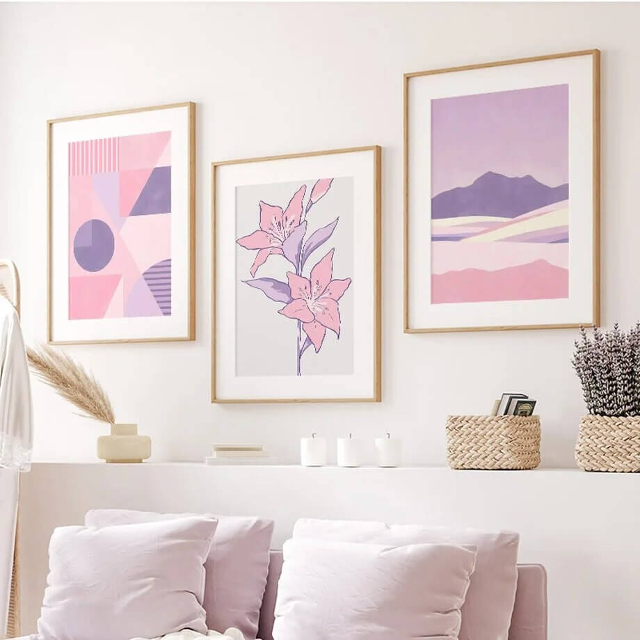 Purple Minimal Art Canvas Posters — Considered Home Styling — Lifestyle 1