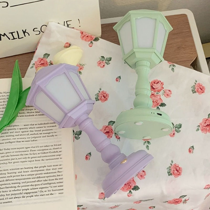 Pastel Mini Retro Street Lamp — Warm LED Mood Lighting for Bedside — Lifestyle 2