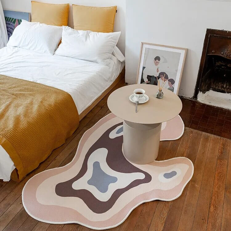 Abstract Pastel Blob Accent Rug — Soft Accent Rug for Bedroom Layering — Lifestyle 1