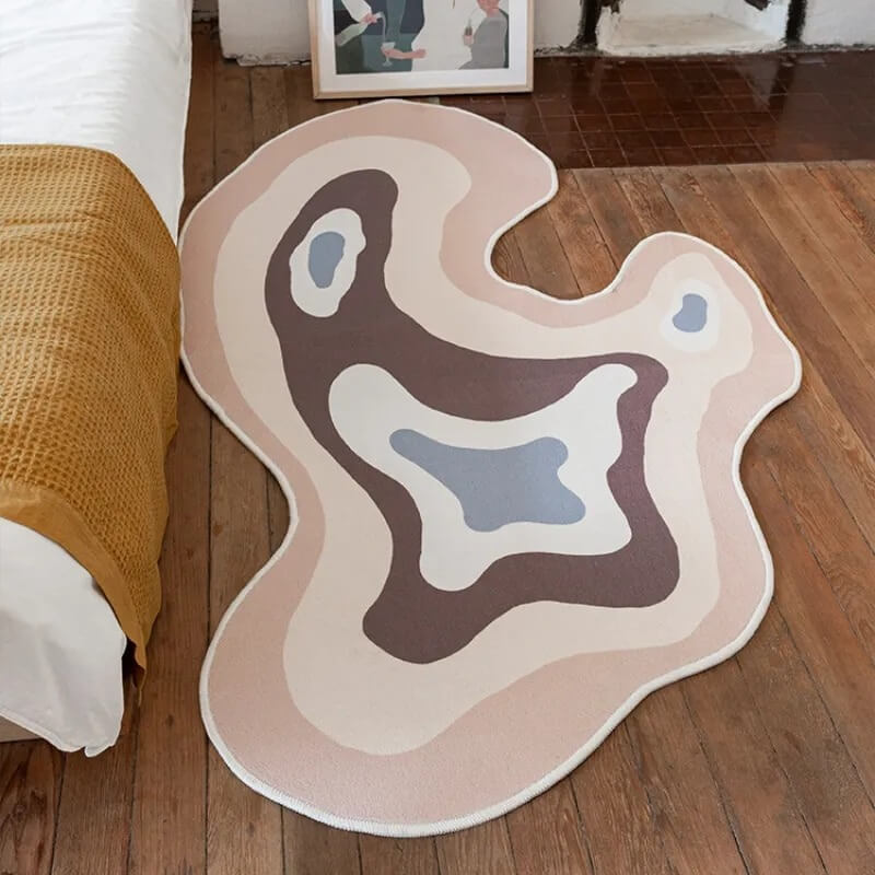 Abstract Pastel Blob Accent Rug — Soft Accent Rug for Bedroom Layering — Lifestyle 2