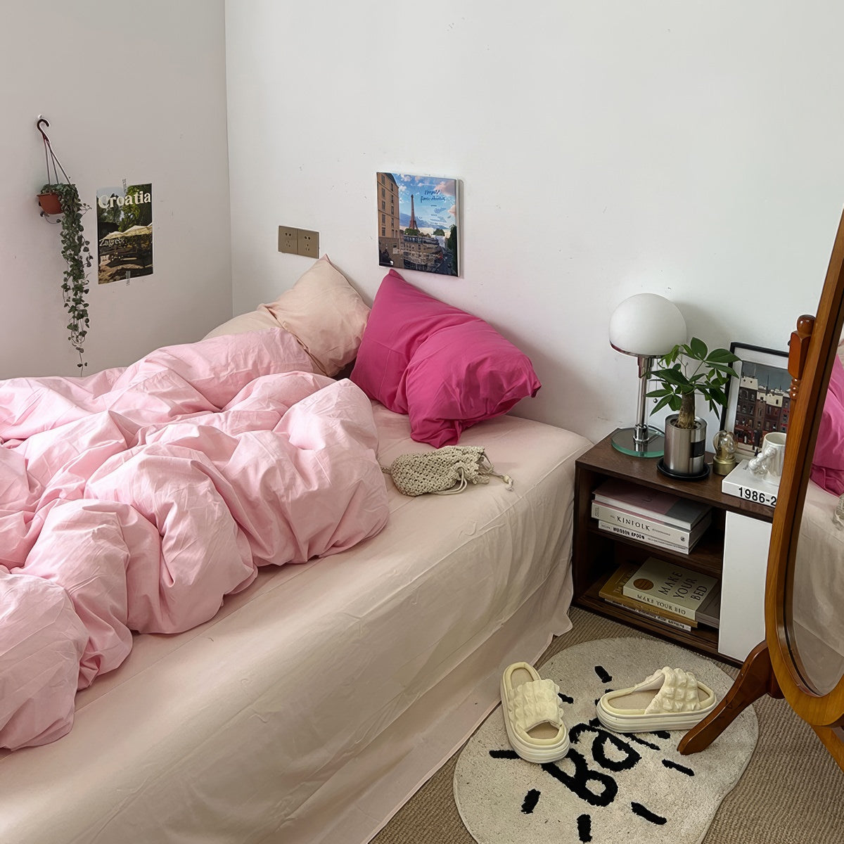 Pastel Peachy Pink Bedding Set — Soft-Touch Cotton Duvet & Pillowcases — Lifestyle 1