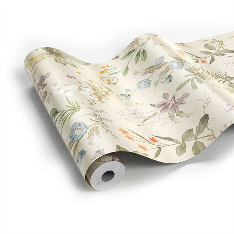 Beige Floral Removable Wallpaper — Considered Home Styling — Detail