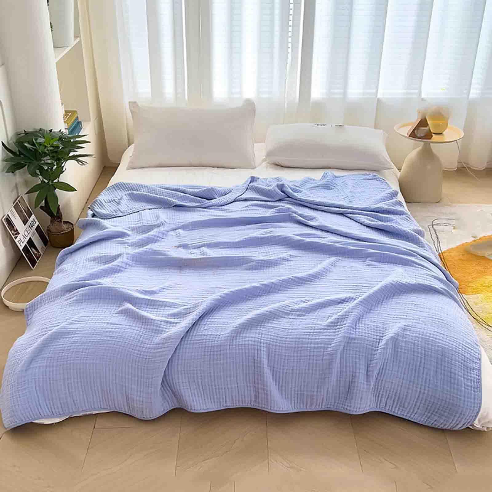 Cotton Muslin Boho Throw Blanket for Relaxation and Comfort, Available in Yellow, Pink, Blue, Green – Multiple Sizes — Lifest
