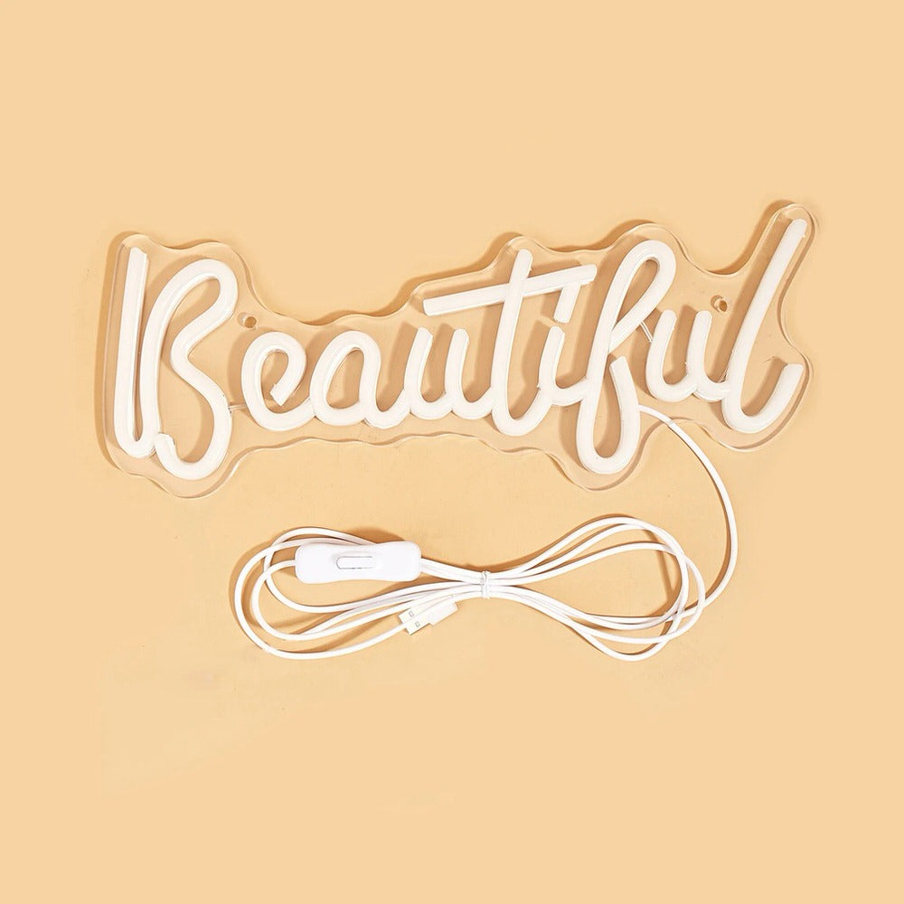 Pink Beautiful LED Neon Sign — Warm LED Mood Lighting for Bedside — Lifestyle 3