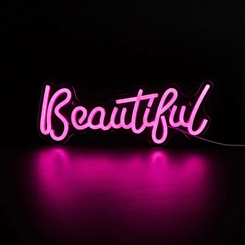 Pink Beautiful LED Neon Sign — Warm LED Mood Lighting for Bedside — Lifestyle 2