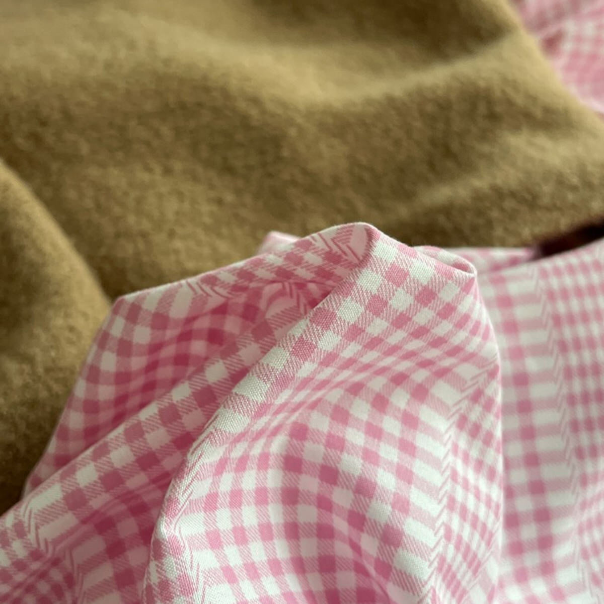 Pink Gingham Stripes Bedding Set — Soft-Touch Cotton Duvet & Pillowcases — Lifestyle 1
