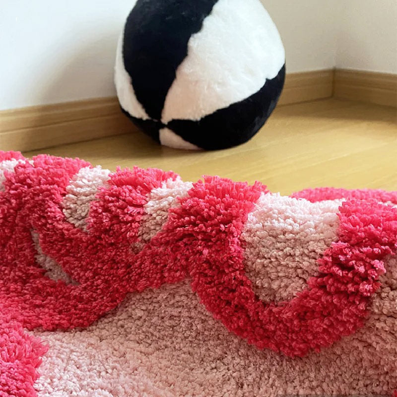 Pink Love Heart Tufted Accent Rug — Soft Accent Rug for Bedroom Layering — Lifestyle 1