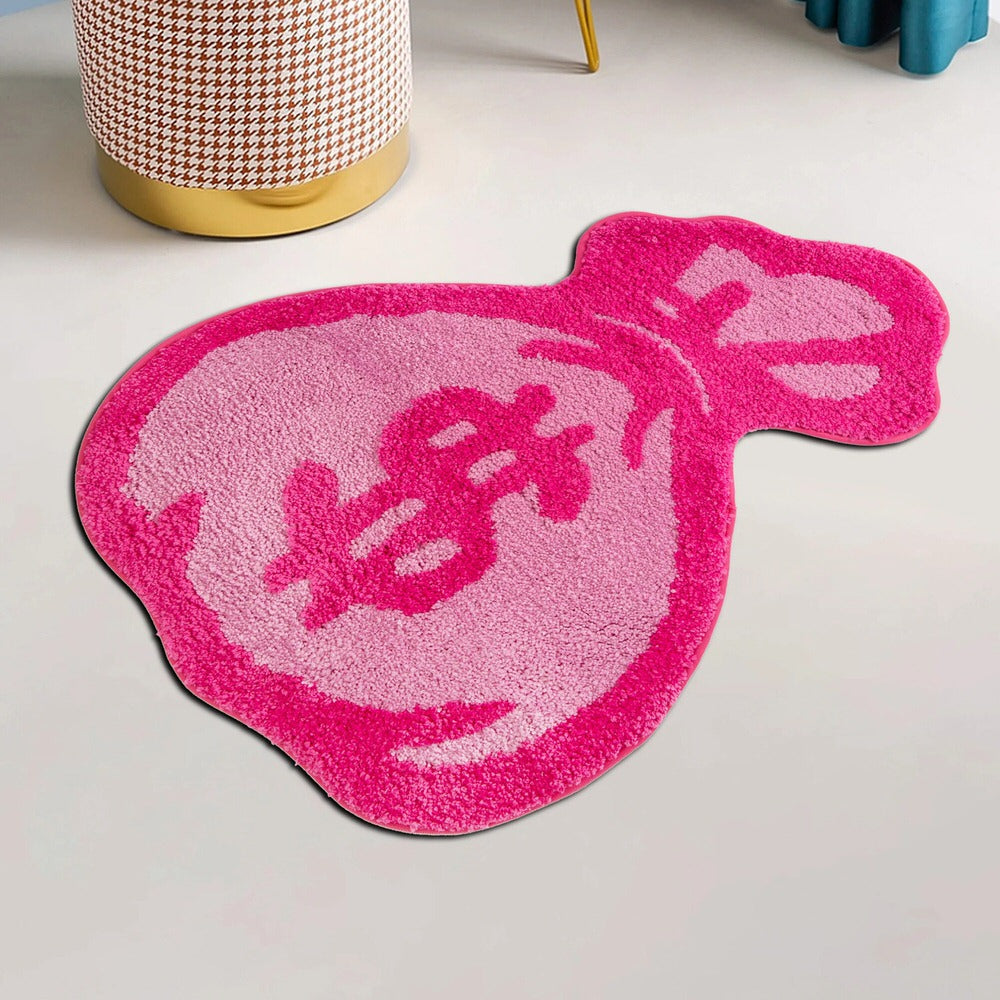 Pink Money Bag Tufted Accent Rug — Soft Accent Rug for Bedroom Layering — Lifestyle 2