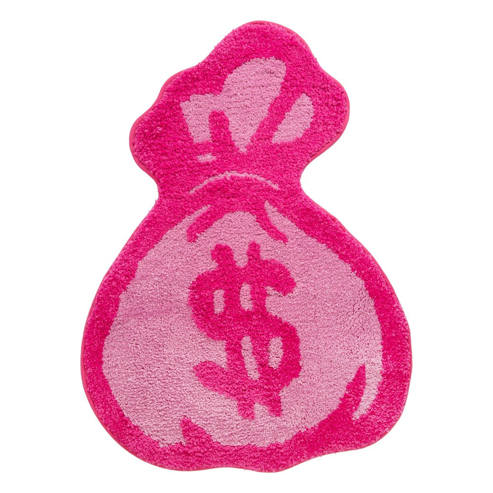 Pink Money Bag Tufted Accent Rug — Soft Accent Rug for Bedroom Layering — Front view