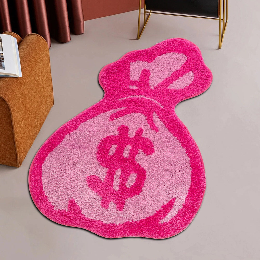 Pink Money Bag Tufted Accent Rug — Soft Accent Rug for Bedroom Layering — Lifestyle 4
