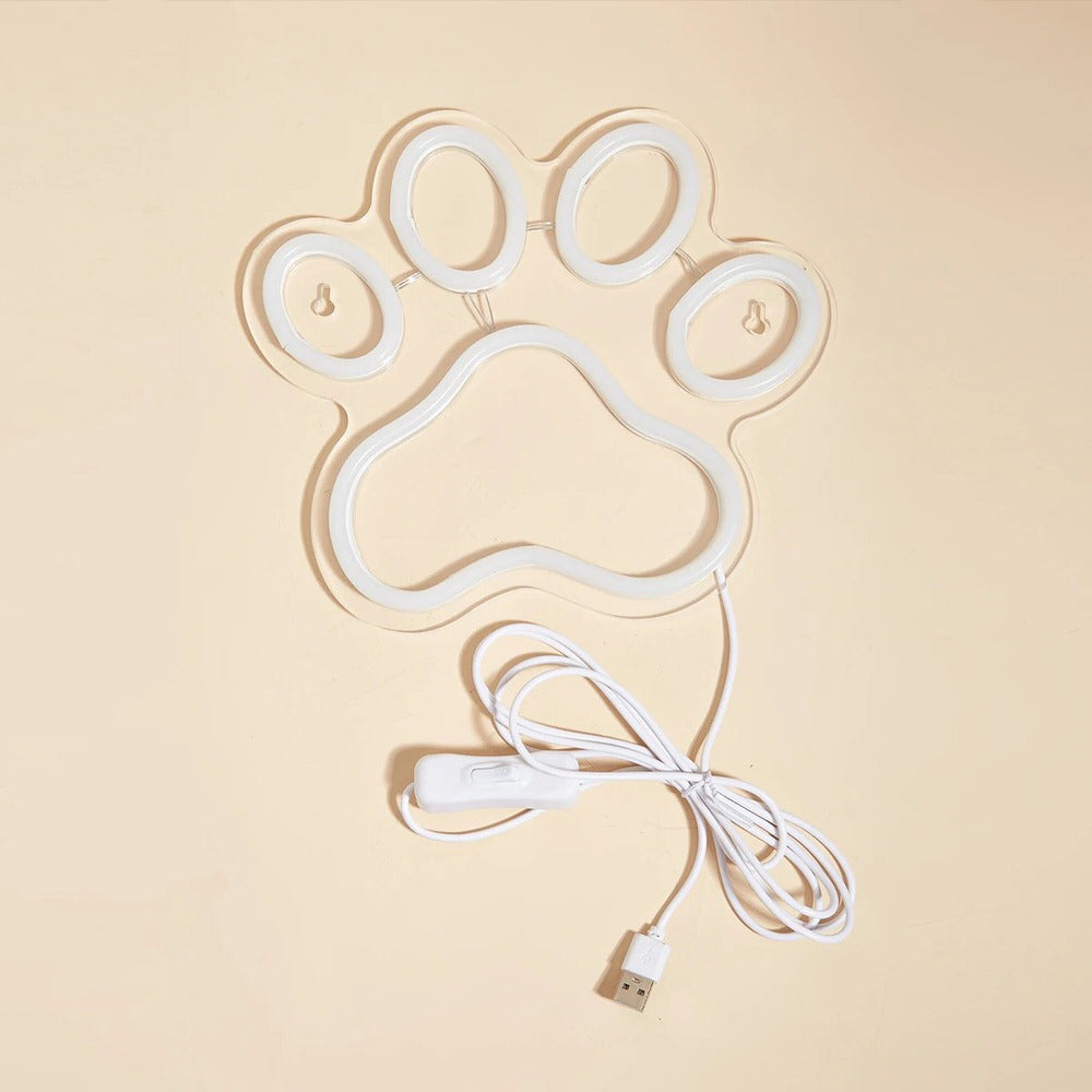 Pink Cat Paw LED Neon Sign — Warm LED Mood Lighting for Bedside — Lifestyle 3