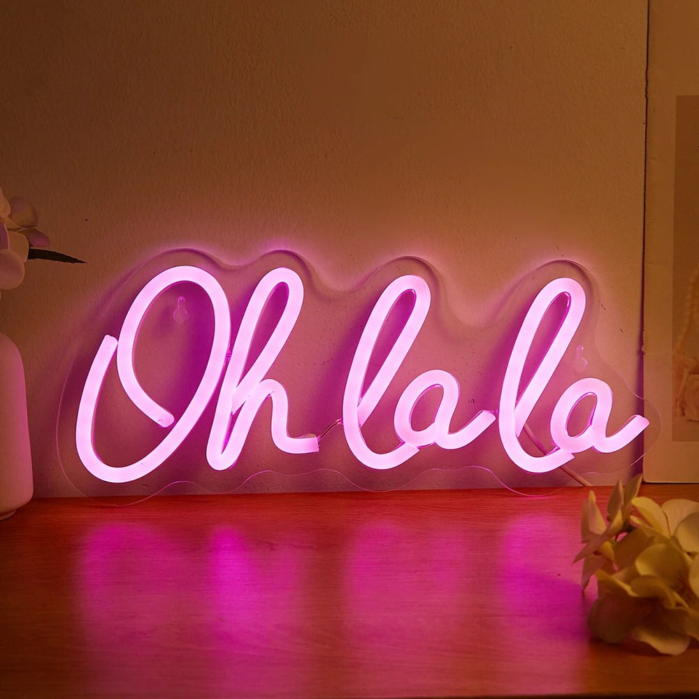 Oh La La LED Wall Neon Sign — Warm LED Mood Lighting for Bedside — Front view