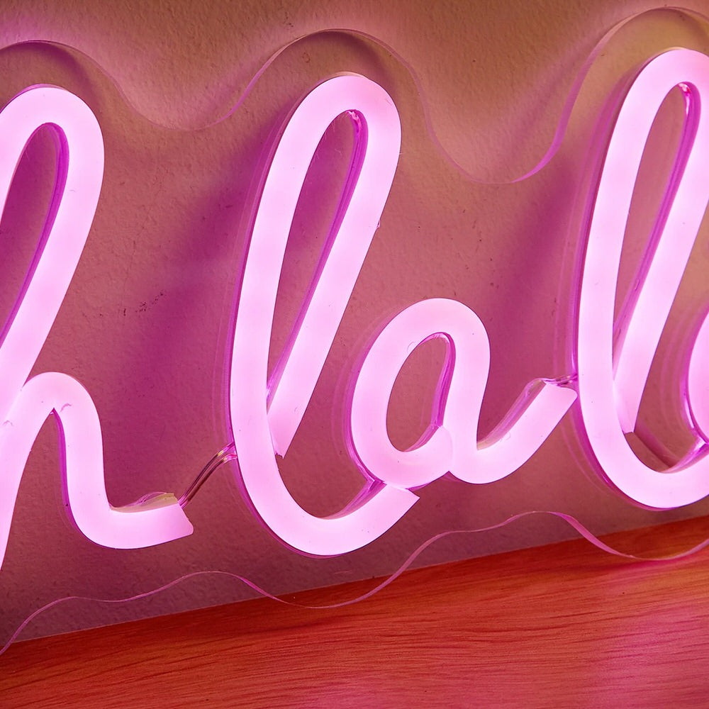 Oh La La LED Wall Neon Sign — Warm LED Mood Lighting for Bedside — Detail
