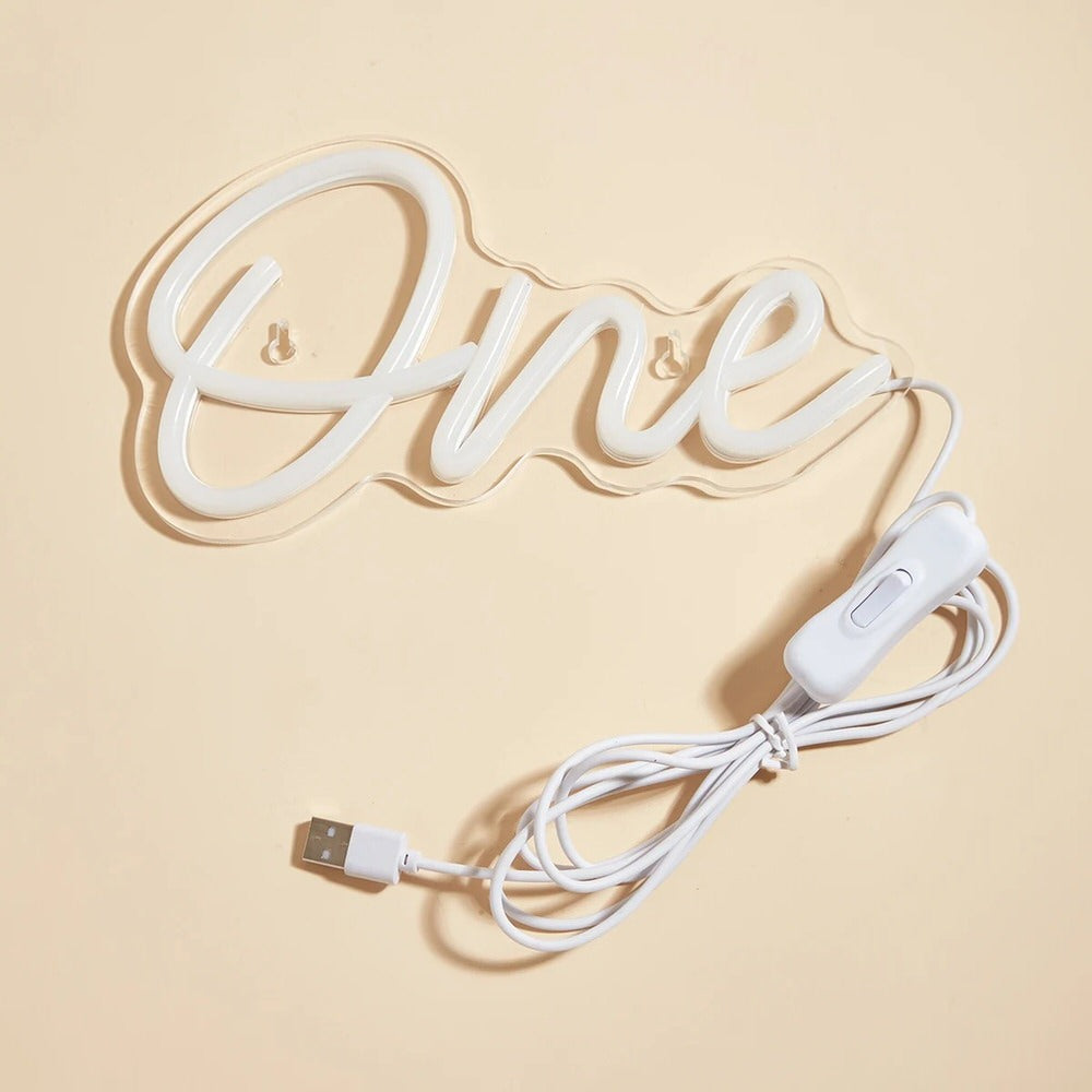 Pink "One" LED Wall Neon Sign — Warm LED Mood Lighting for Bedside — Lifestyle 3