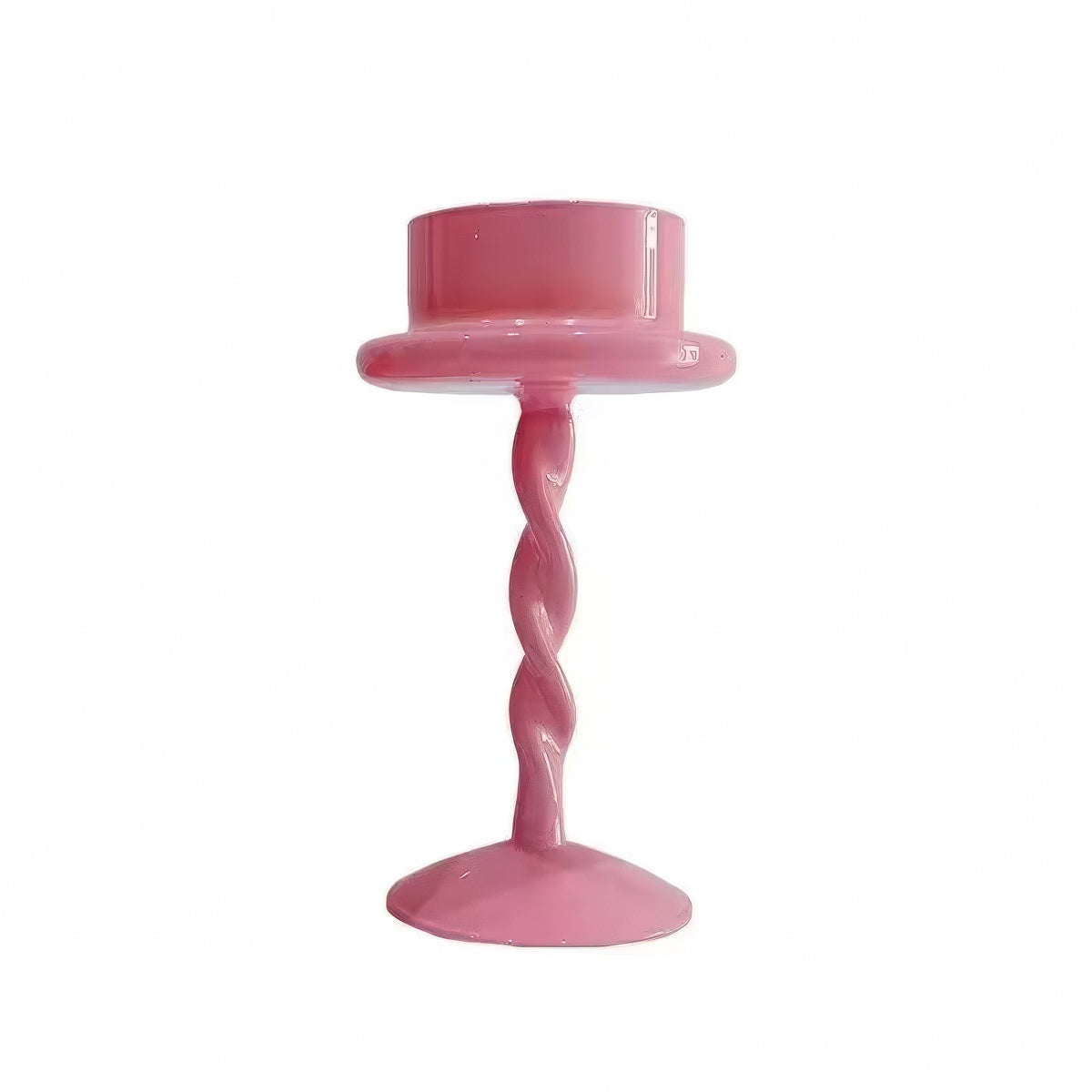 Pink Swirl Glass Candle Holder — Decorative Vase for Considered Styling — Front view