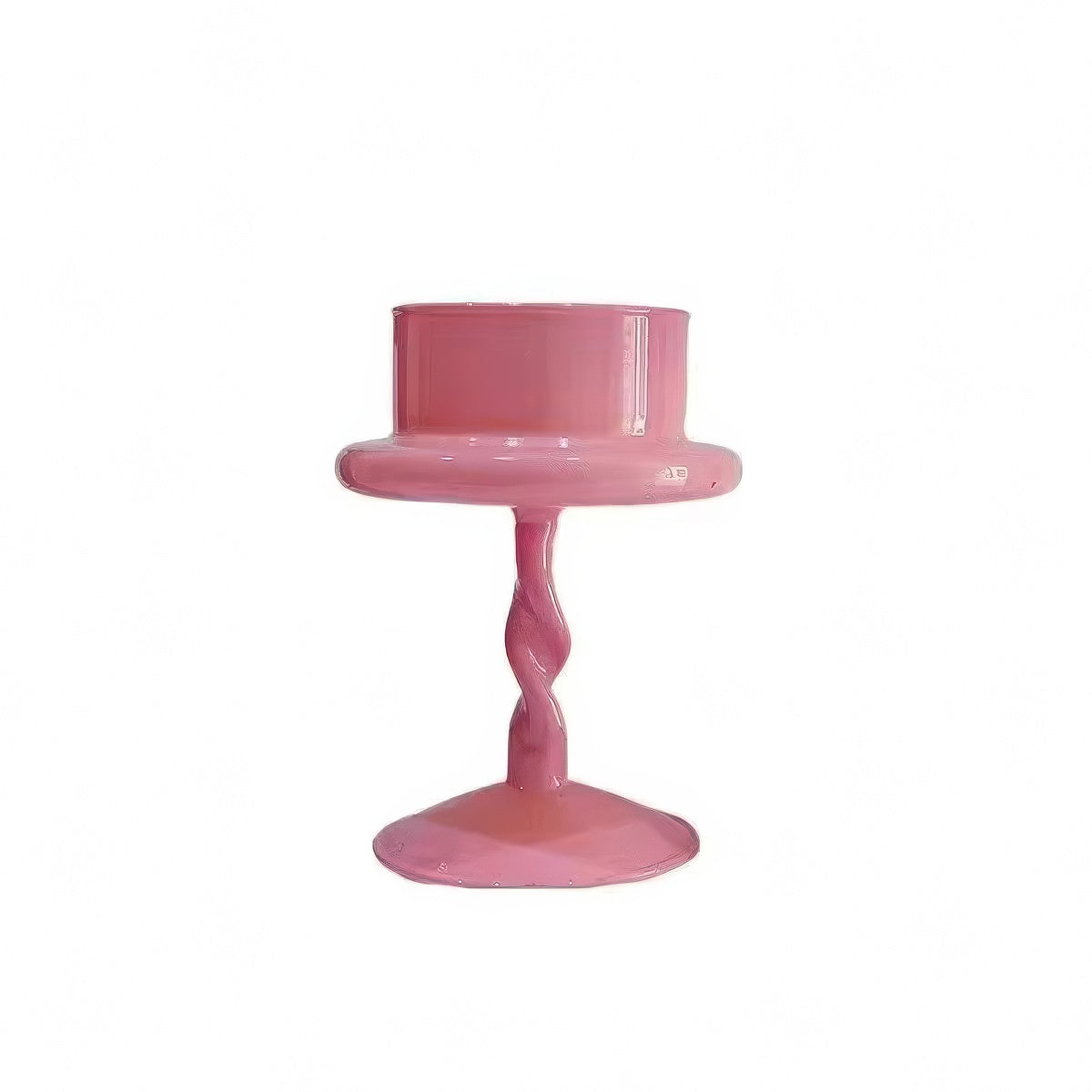 Pink Swirl Glass Pillar Light Holder — Twisted-Stem Centerpiece for Layered Shelves — Lifestyle 3