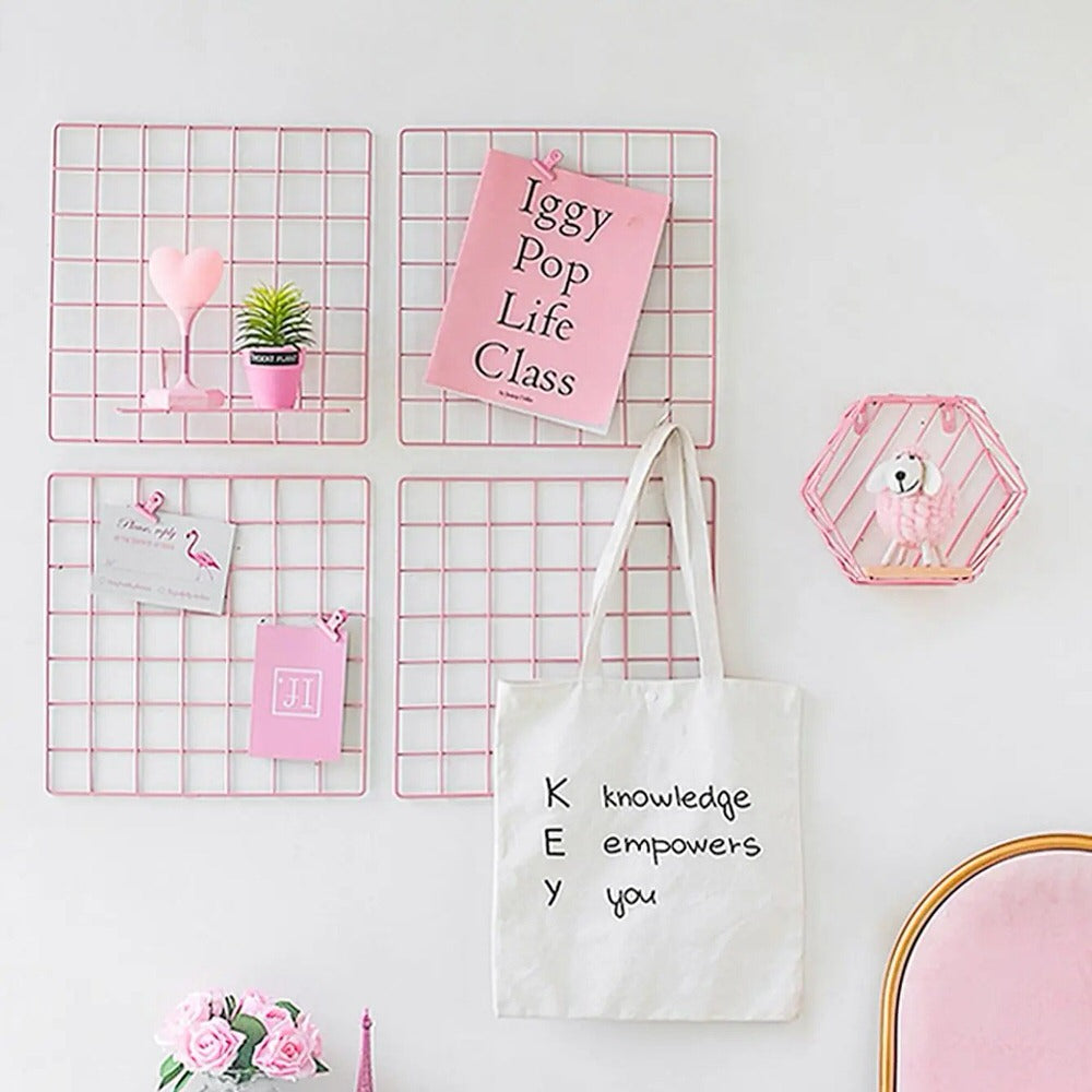 Pink Wall Grid Organizer — Considered Home Styling — Lifestyle 1