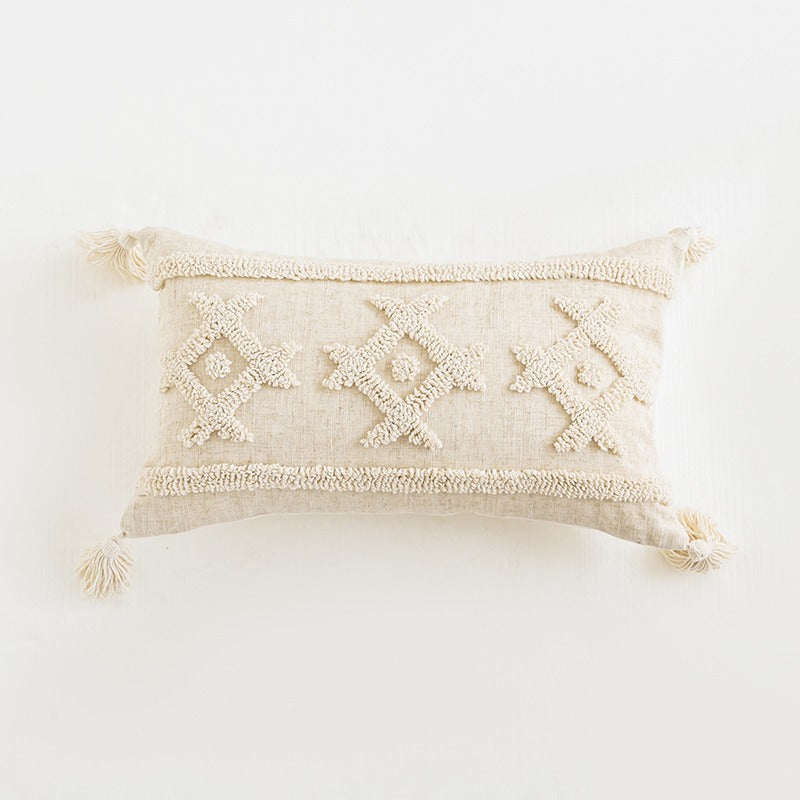 Beige Boho Tufted Cushion Cover — Hand-Tufted Boho Texture for Warm Bedroom Layering — Lifestyle 8