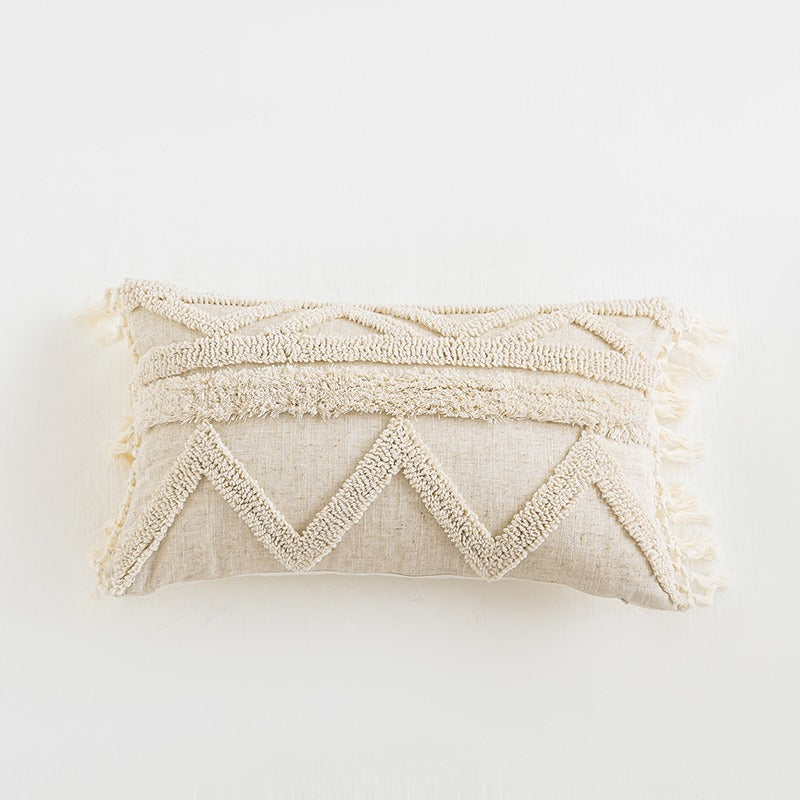 Beige Boho Tufted Cushion Cover — Hand-Tufted Boho Texture for Warm Bedroom Layering — Lifestyle 5