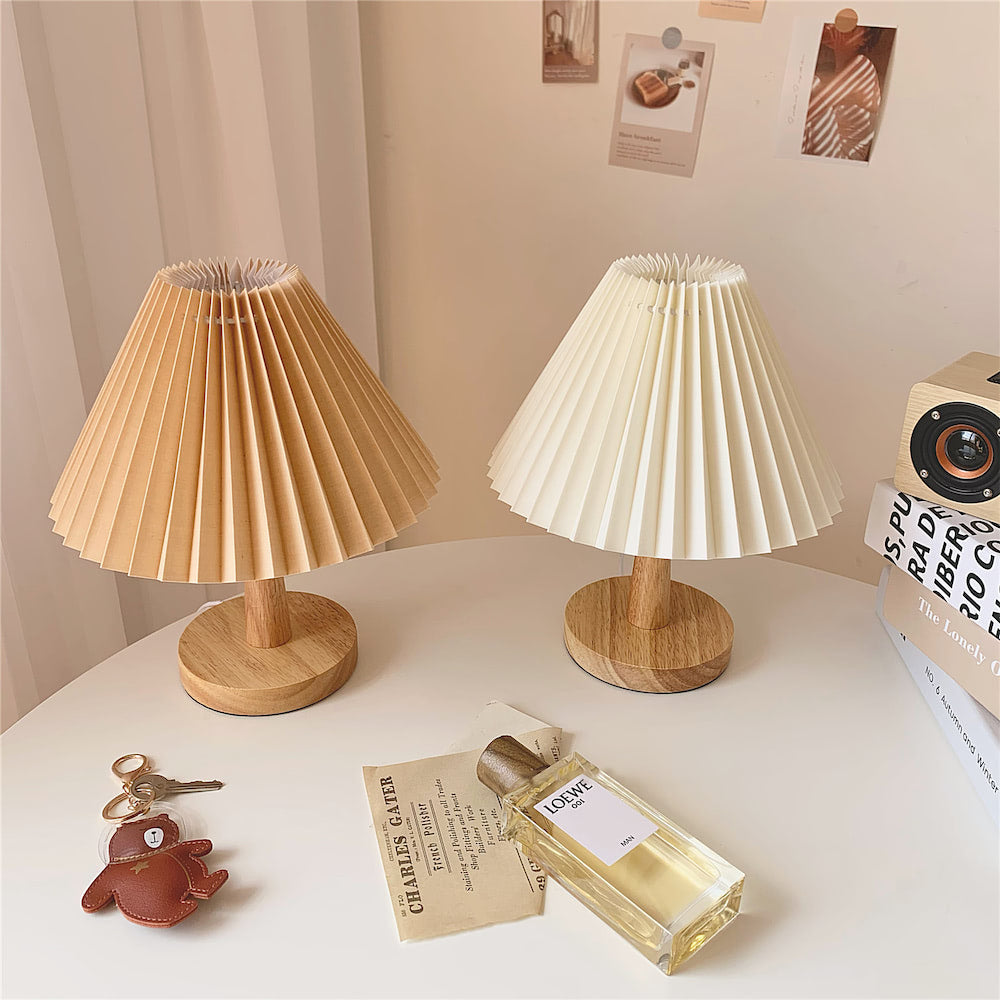 Pleated Table Lamp — Warm LED Mood Lighting for Bedside — Front view