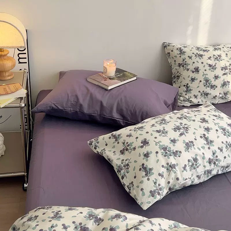 Plum Tree Print Bedding Set — Soft-Touch Cotton Duvet & Pillowcases — Lifestyle 3