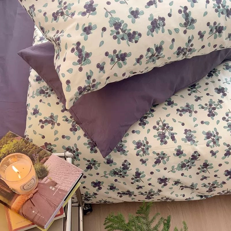 Plum Tree Print Bedding Set — Soft-Touch Cotton Duvet & Pillowcases — Lifestyle 4
