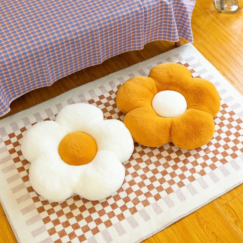 Daisy Decorative Pillow — Furry Petal Cushion for Bedrooms — Detail