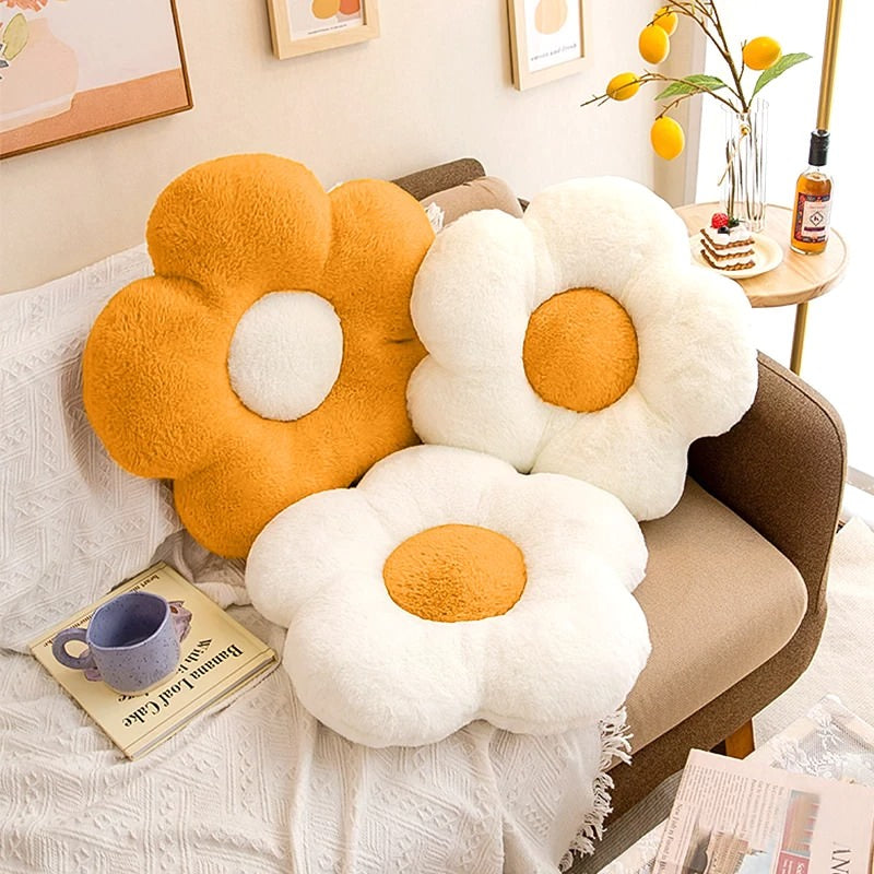 Daisy Decorative Pillow — Furry Petal Cushion for Bedrooms — Lifestyle 1