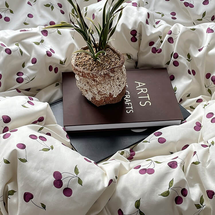 Purple Cherries Bedding Set — Soft Fruit-Print Duvet Cover for Playful Bedrooms — Lifestyle 4