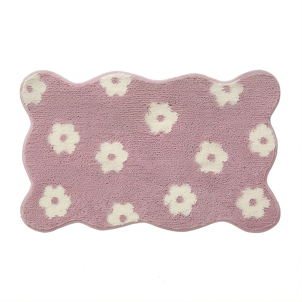 Purple Lavender Blossom Tufted Rug — Soft Accent Rug for Bedroom Layering — Front view