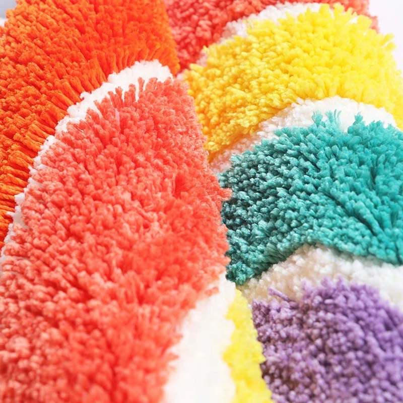 Fluffy Rainbow Accent Rug — Soft Accent Rug for Bedroom Layering — Detail