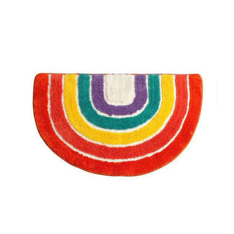 Fluffy Rainbow Accent Rug — Soft Accent Rug for Bedroom Layering — Front view