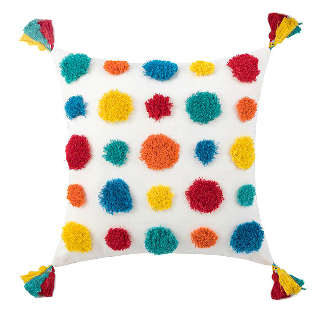 Rainbow Tassels Cushion Cover — Tasselled Rainbow Trim for Bright Bedroom Layering — Lifestyle 8
