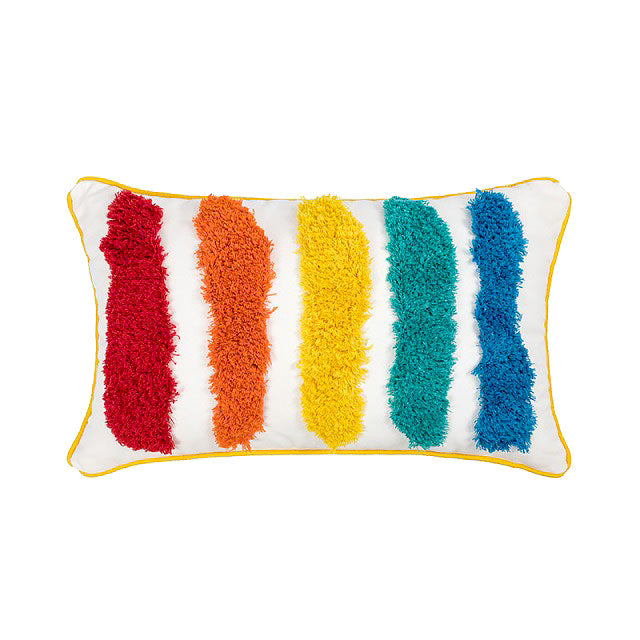 Rainbow Tassels Cushion Cover — Tasselled Rainbow Trim for Bright Bedroom Layering — Lifestyle 7