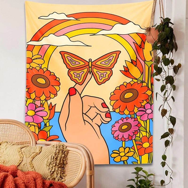 Hand with Butterfly Indie Art Tapestry — Considered Home Styling — Lifestyle 1