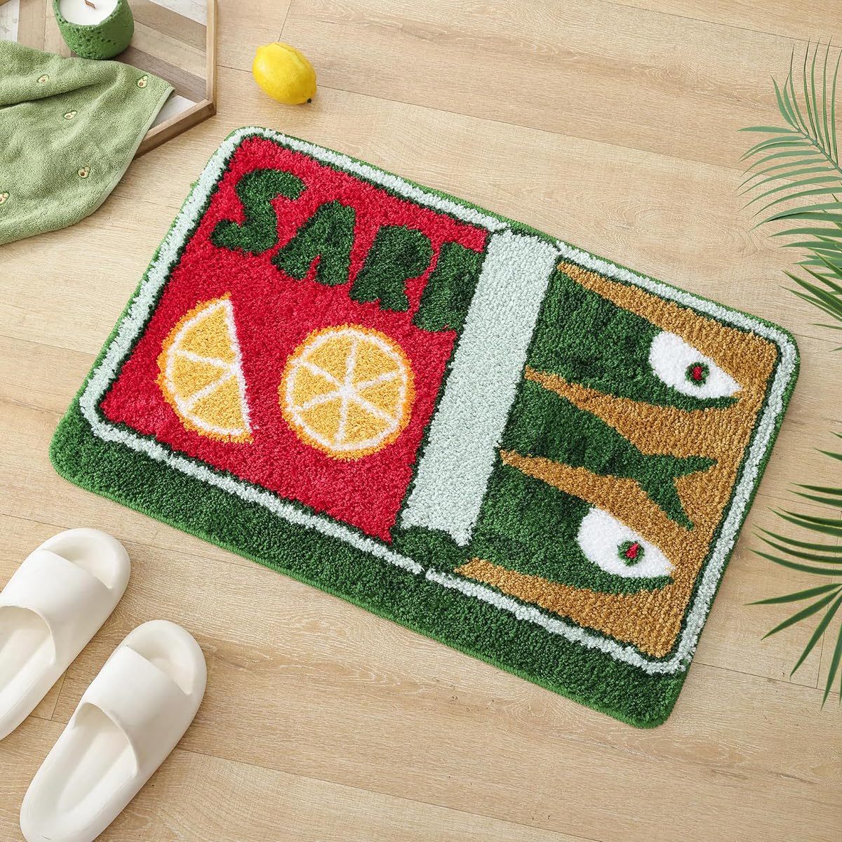 Retro Sardine Tin Tufted Floor Mat — Soft Accent Rug for Bedroom Layering — Lifestyle 3