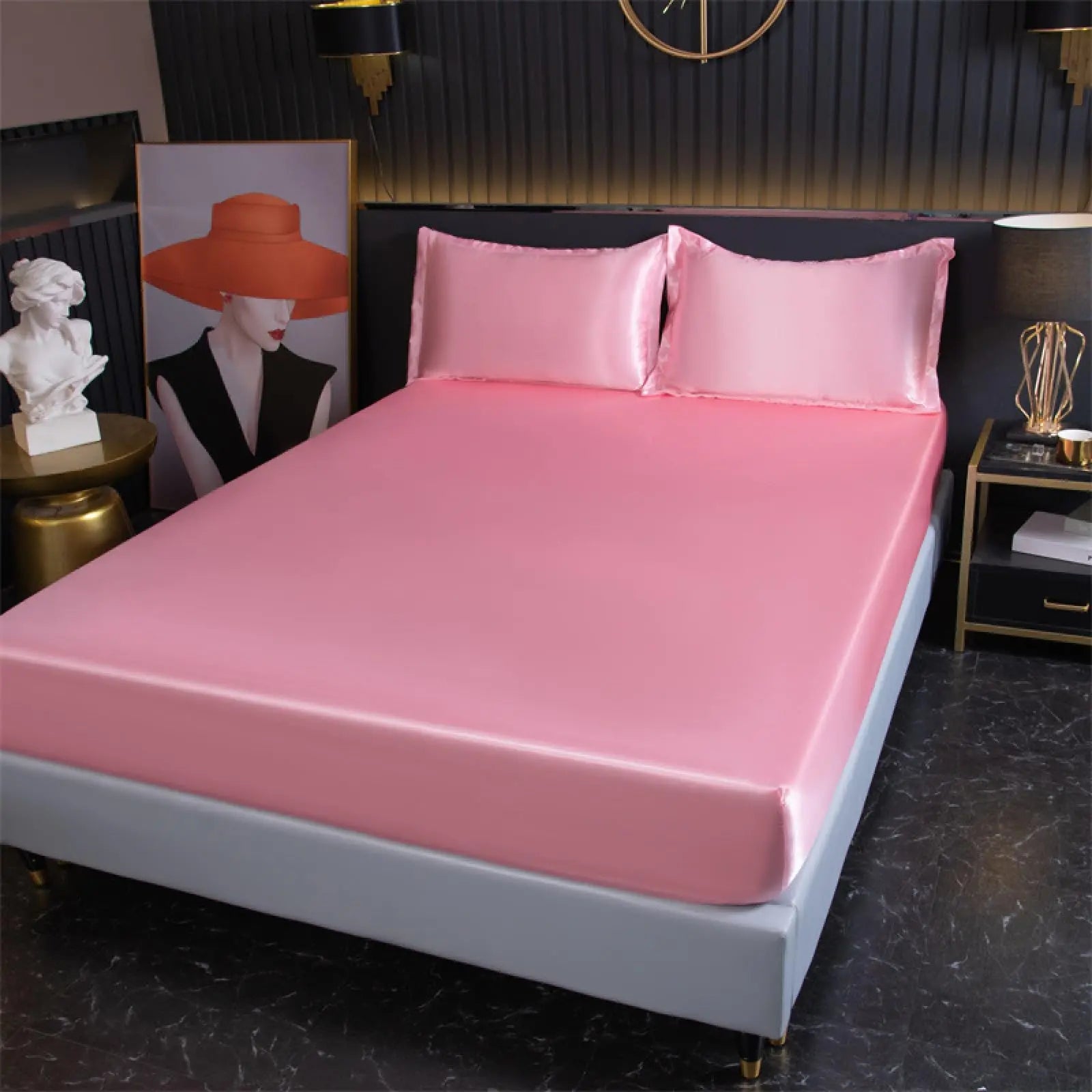 Bamboo Cooling Fitted Sheet Cover in Pink, Blue, Grey, Yellow - Available in Multiple Sizes for Comfortable Sleep — Lifestyle