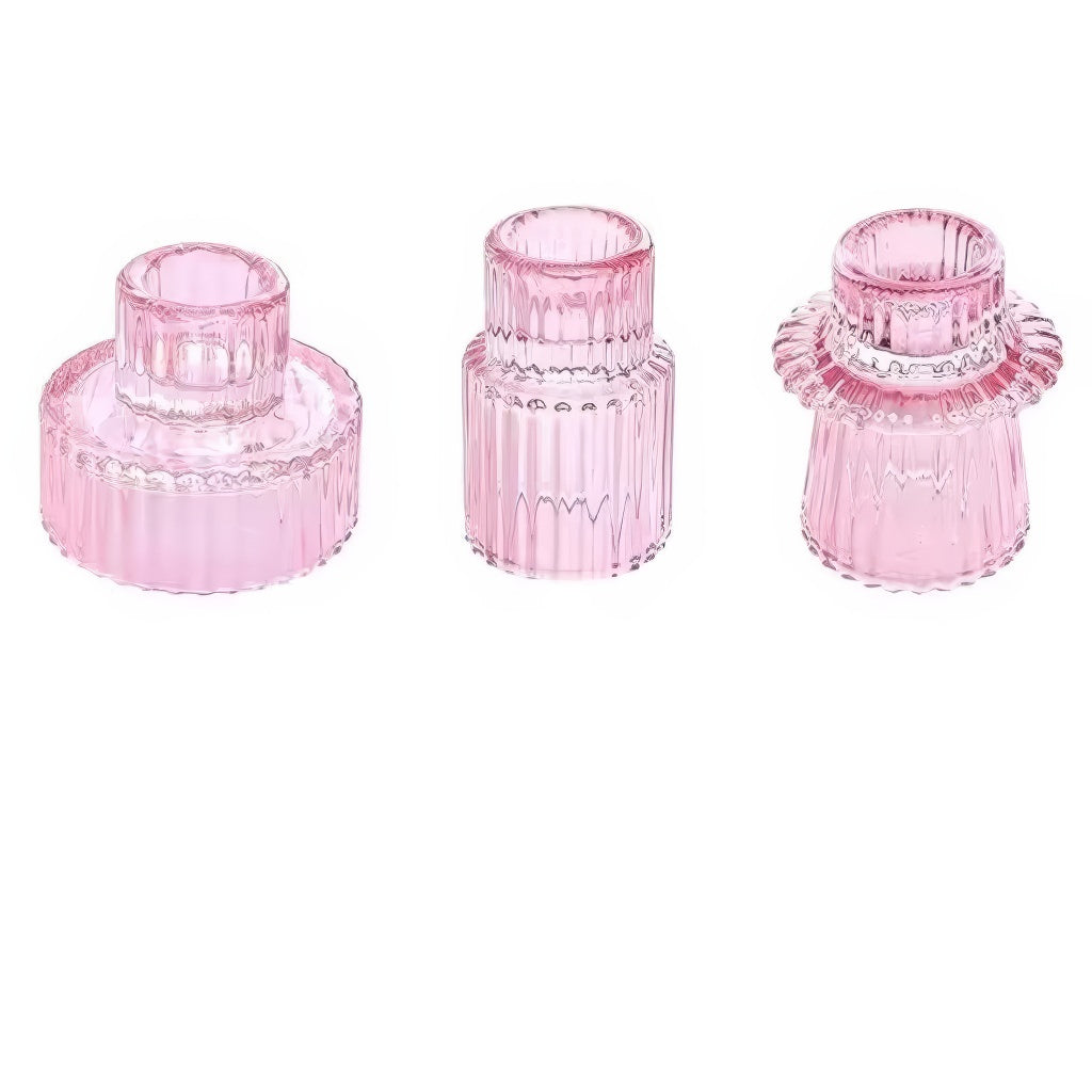 Ribbed Glass Mini Desk Candle Holders Set — Decorative Vase for Considered Styling — Lifestyle 4