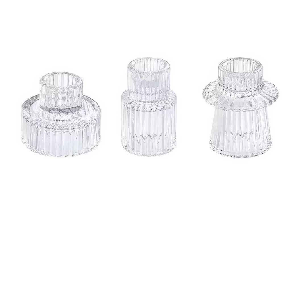 Ribbed Glass Mini Desk Candle Holders Set — Decorative Vase for Considered Styling — Lifestyle 5