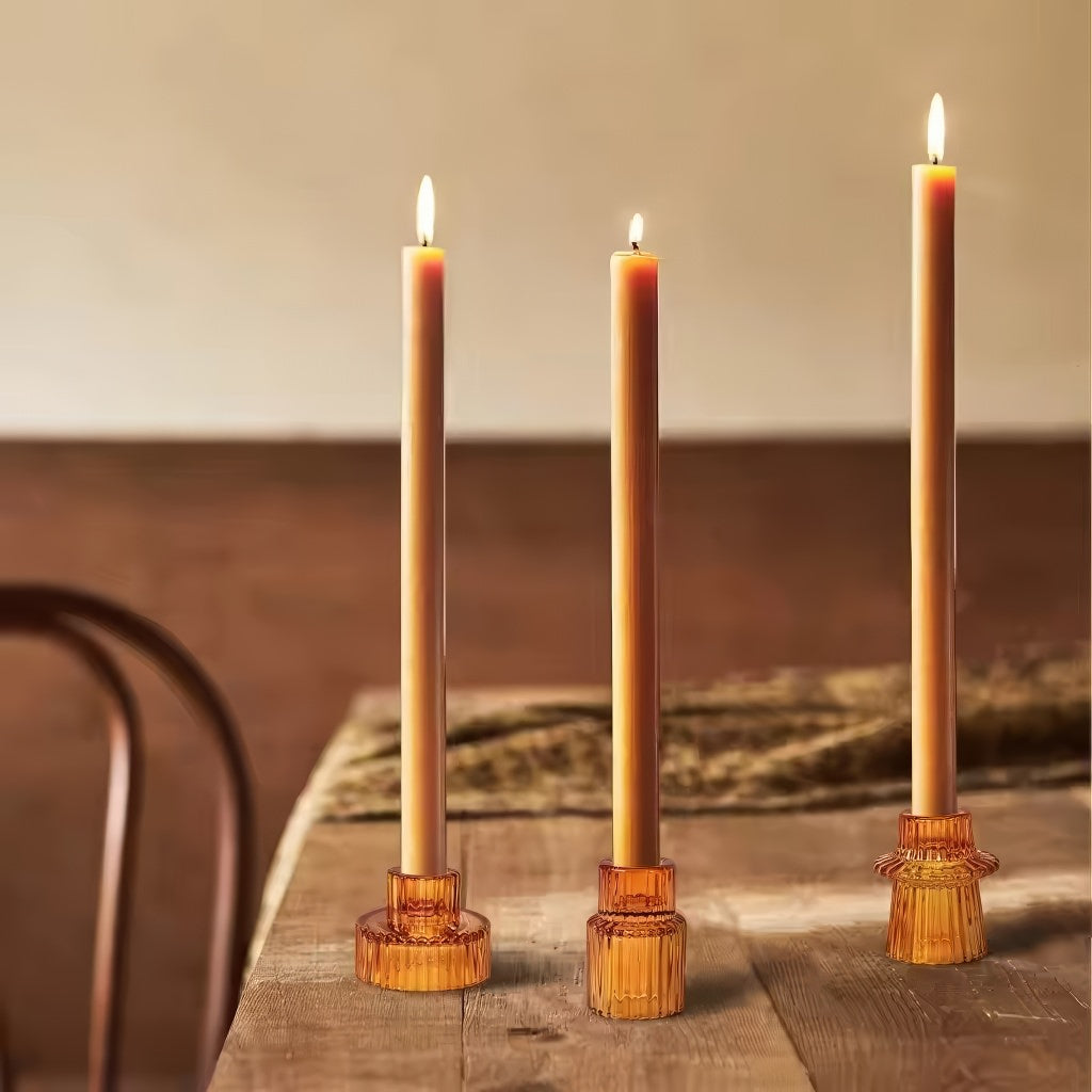 Ribbed Glass Mini Desk Candle Holders Set — Decorative Vase for Considered Styling — Lifestyle 1