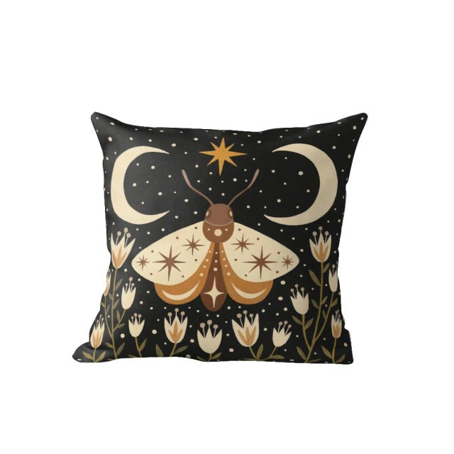 Magic Night Moth Pillow Covers — Soft Textured Pillow for Bedroom Layering — Detail