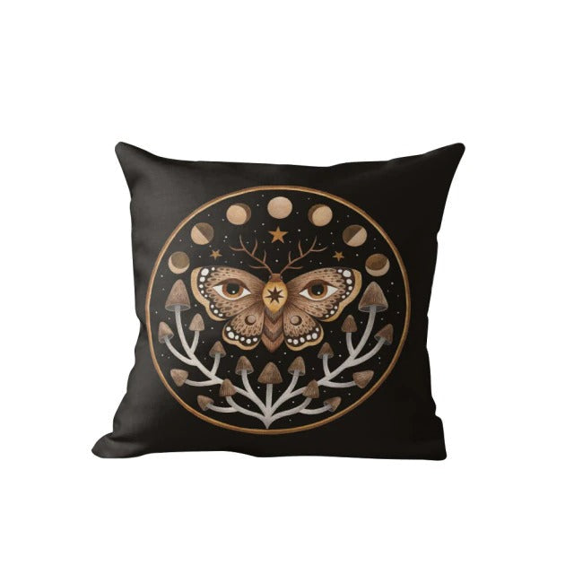 Magic Night Moth Pillow Covers — Soft Textured Pillow for Bedroom Layering — Front view