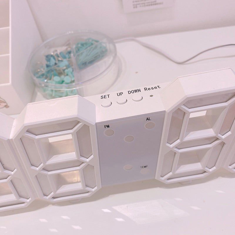 White Digital Alarm Clock — Considered Home Styling — Lifestyle 3