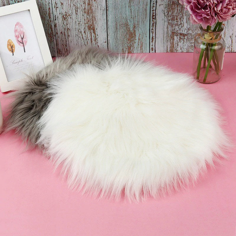 Faux Fur Round Seat Cushion — Considered Home Styling — Lifestyle 1