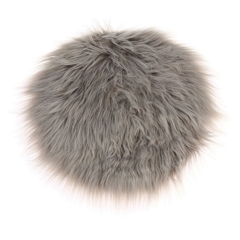 Faux Fur Round Seat Cushion — Considered Home Styling — Front view