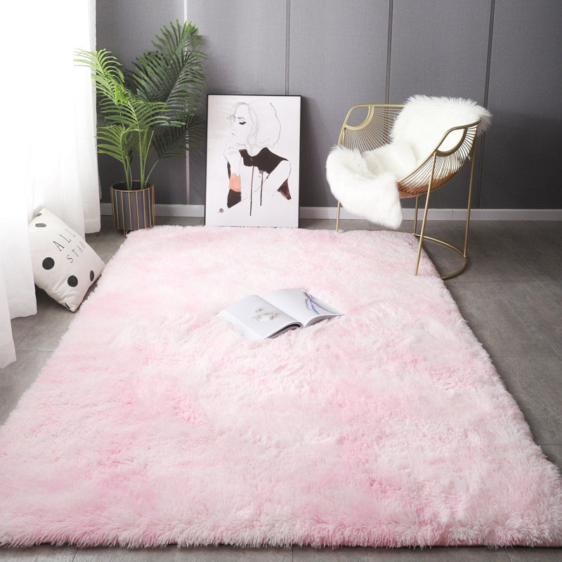 Pink Faux Fur Area Rug — Soft Accent Rug for Bedroom Layering — Front view