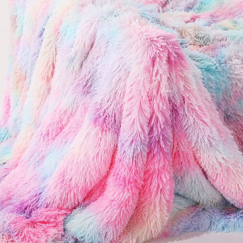Unicorn Fluffy Throw Blanket — Plush Fleece for Kids and Lounge Layering — Front view